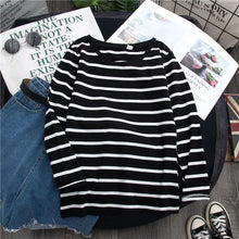 Black Striped Women Long Sleeve T-shirt