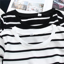 Black Striped Women Long Sleeve T-shirt