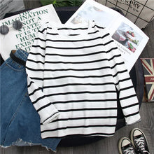 Black Striped Women Long Sleeve T-shirt